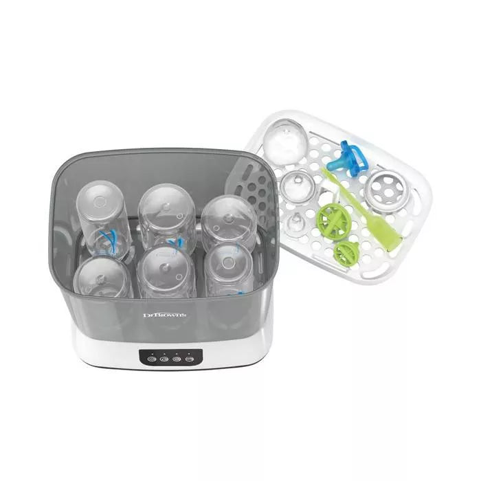 Dr Brown’s Steam Bottle Sterilizer & Dryer – Electric Baby Bottle Sterilizer, Fast 8‑Minute Cycle, Kills 99.9% of Bacteria, BPA‑Free