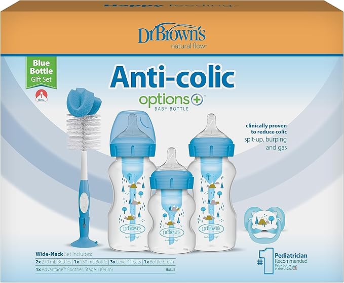 Dr Brown's DRBPLUS-WB03601 Options+ Anti-Colic Baby Bottles Gift Set, Pink/blue