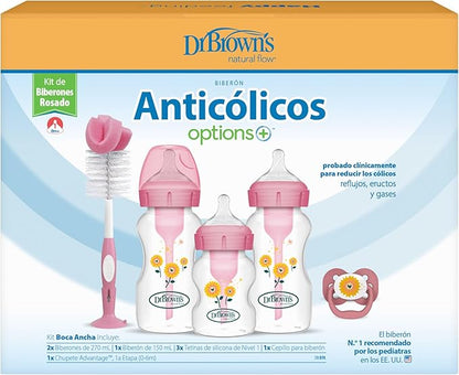 Dr Brown's DRBPLUS-WB03601 Options+ Anti-Colic Baby Bottles Gift Set, Pink/blue