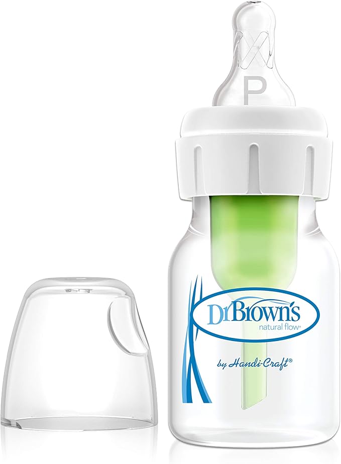 Dr Brown's Natural Flow Anti-Colic Narrow Baby Bottle, 2oz/60ml with Preemie Flow Teat, 1-Pack