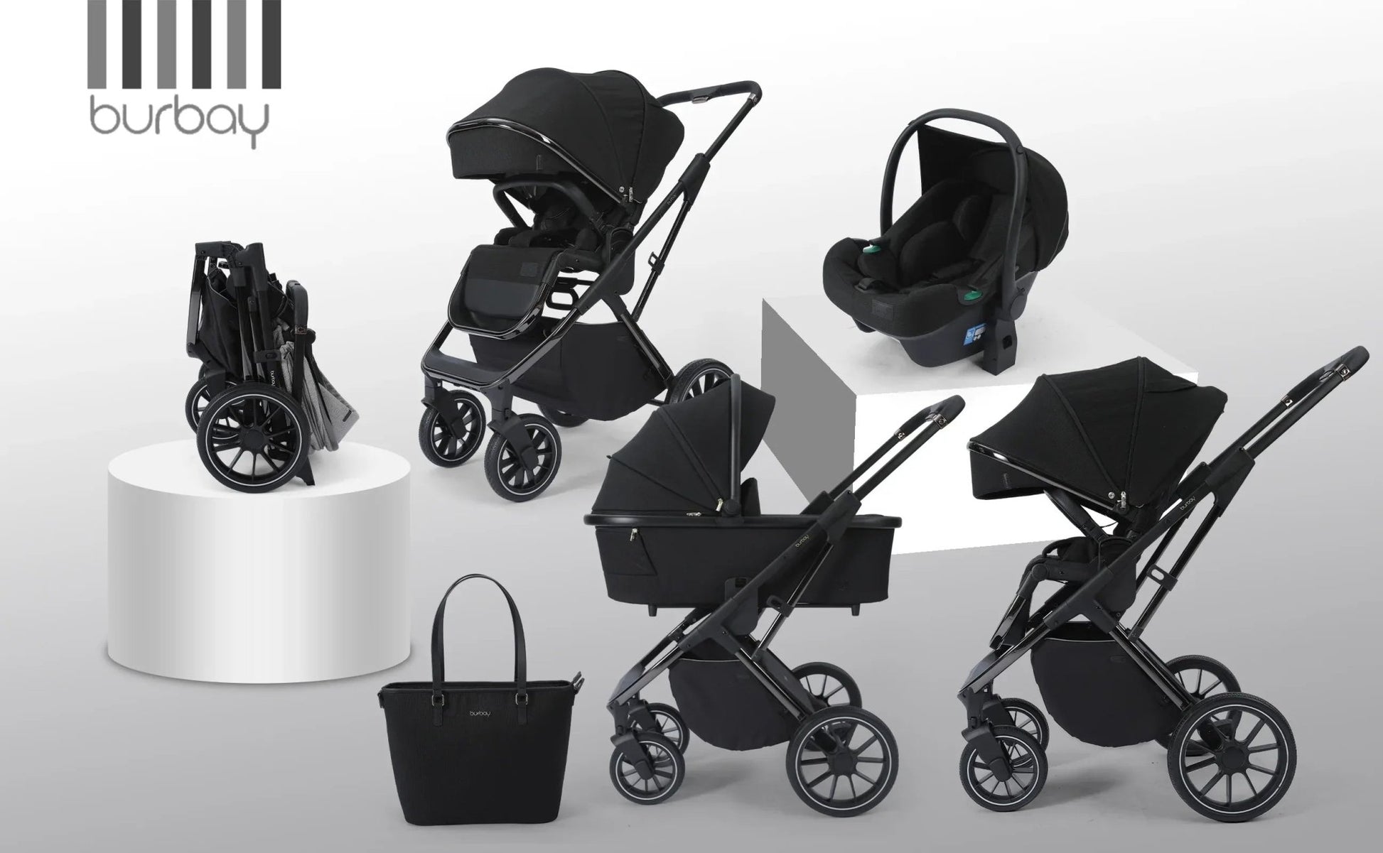 Burbay E77 3 - in - 1 Baby Travel System Stroller with Infant Car Seat & Bassinet – Foldable, Adjustable, All - Terrain Wheels - Adenzo Comfies