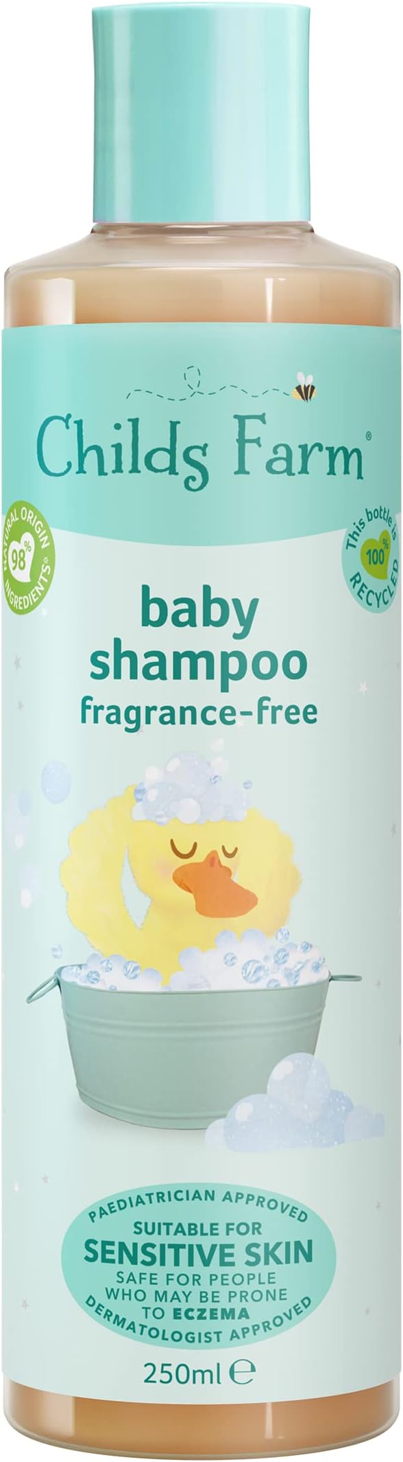 Childs Farm Baby Shampoo Unfragranced Gently Cleanses Hair and Scalp Suitable for Newborns with Dry, Sensitive and Eczema-prone Skin and Scalp, 250 ml