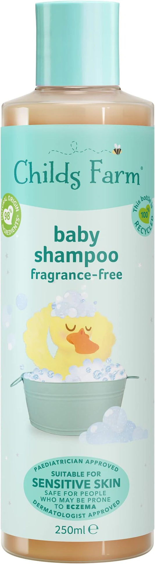 Childs Farm Baby Shampoo Unfragranced Gently Cleanses Hair and Scalp Suitable for Newborns with Dry, Sensitive and Eczema-prone Skin and Scalp, 250 ml