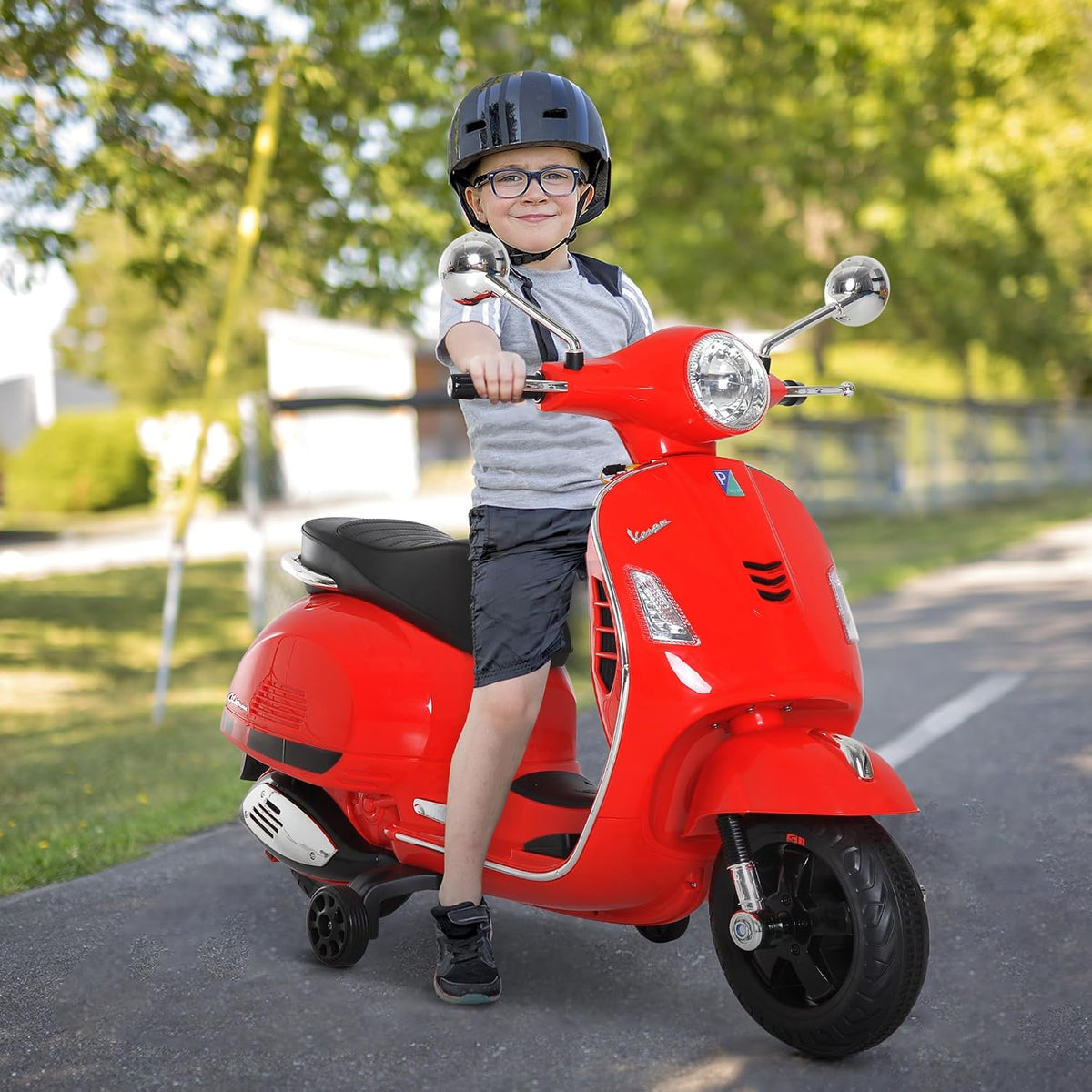 Kids Electric Ride On Scooter Motorcycle 6V with Lights - Red. - Adenzo Comfies