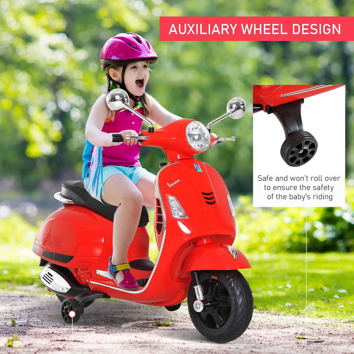 Kids Electric Ride On Scooter Motorcycle 6V with Lights - Red. - Adenzo Comfies