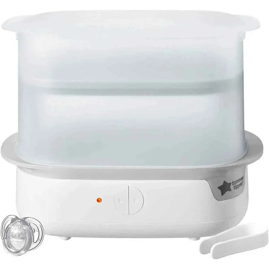Tommee Tippee Electric Steam Steriliser - Fast, Compact, BPA - Free Baby Bottle Sterilizer with One - Button Operation and Chemical - Free Steam Cleaning - Adenzo Comfies