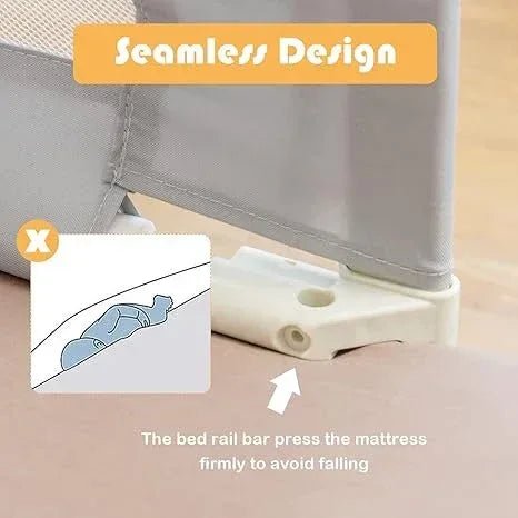 Extra Long Toddler Bed Rail Guard with Double Safety Lock | Foldable Baby Bed Guard for Twin, Full, Queen & King Beds - Adenzo Comfies