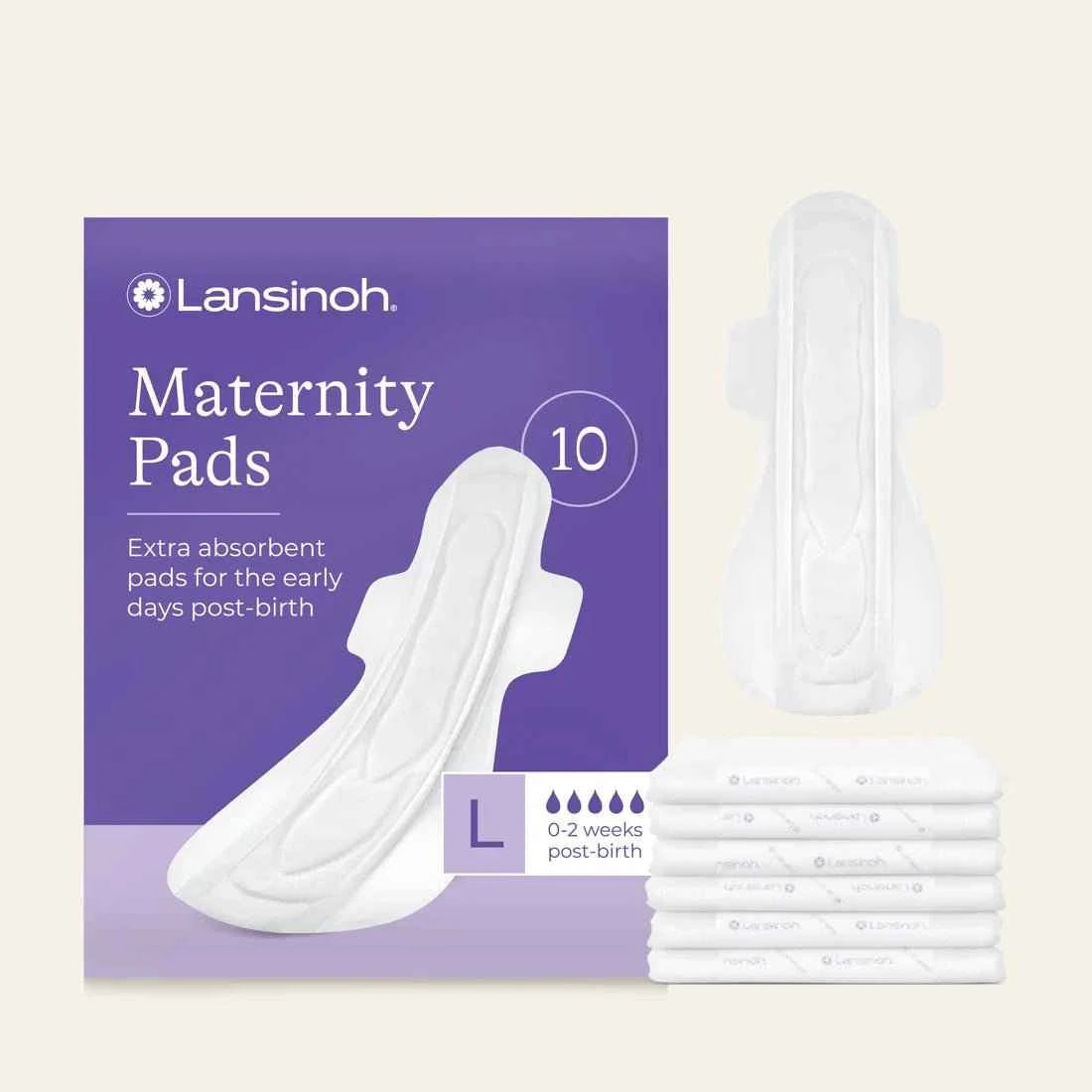 Lansinoh Extra Absorbent Maternity Pads – 0–2 Weeks Post‑Birth, 10 Pack, Large