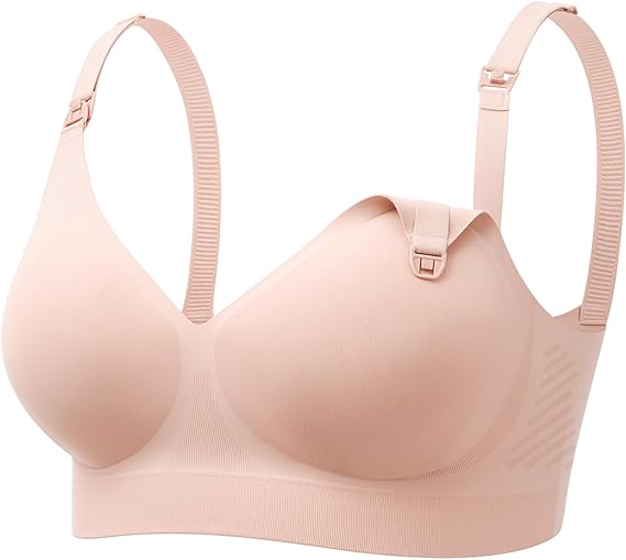 Momcozy Seamless Nursing Bra – Ultra-Soft Wireless Maternity & Breastfeeding Bralette with Pads, Easy-Access Clasp, Pump-Friendly & Comfortable