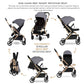 Neobreez OCTA 360° Rotating Seat Baby Toddler Stroller One-Hand Fold,Waterproof UPF 50+ Canopy,Phone Holder,Cup Holder,Toy Strap,Reflective Stickers, Gift &String Bag,0-4 Years,22kg.
