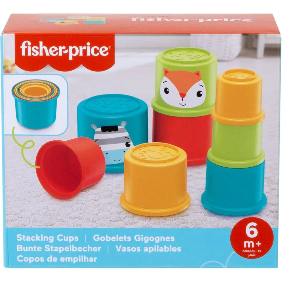 Fisher‑Price Colourful Stacking Cubes [GYM46] – 8 Bright Nesting Cups with Animal Faces, Baby Learning Toy, 6M+