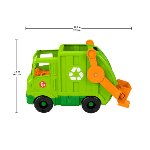 Fisher‑Price Little People® Recycling Garbage Truck Toy [GWD29] – Push‑Along Musical Vehicle with Loader, Play Pieces & Sanitation Worker Figure, Ages 1‑5