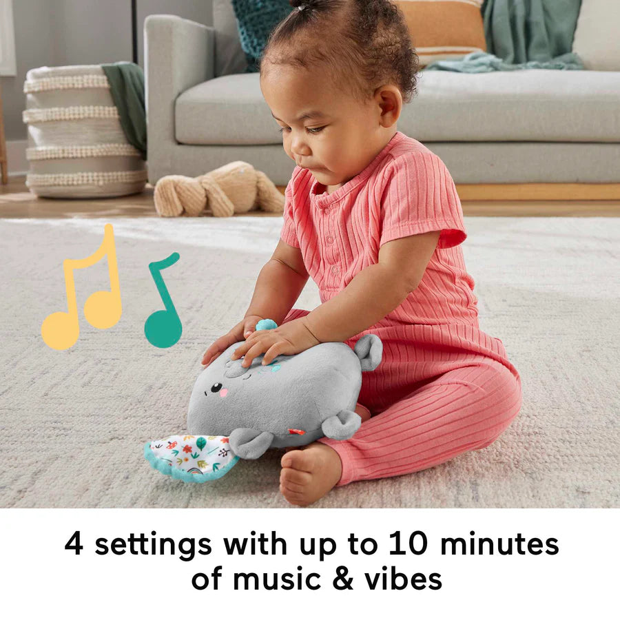 Fisher‑Price Calming Vibes Elephant Soother [HML65] – Plush Baby Toy Sound Machine with Music, Vibrations & Satiny Ears, Newborn+