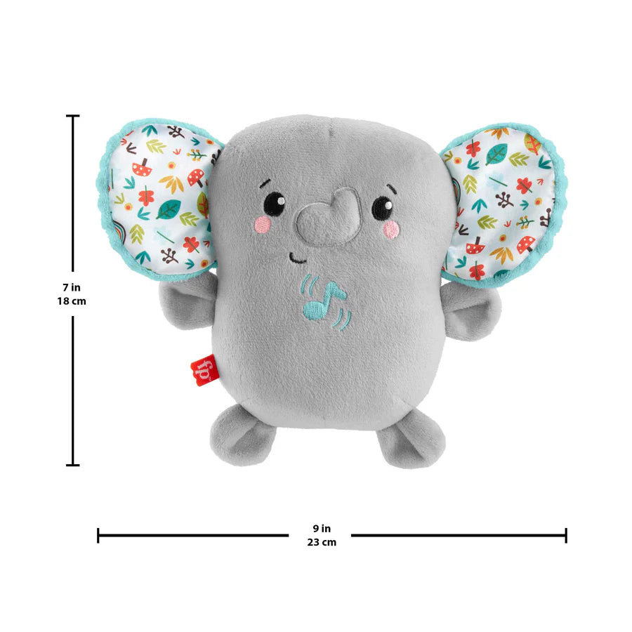 Fisher‑Price Calming Vibes Elephant Soother [HML65] – Plush Baby Toy Sound Machine with Music, Vibrations & Satiny Ears, Newborn+