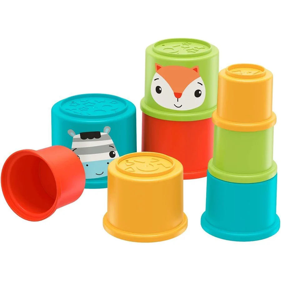 Fisher‑Price Colourful Stacking Cubes [GYM46] – 8 Bright Nesting Cups with Animal Faces, Baby Learning Toy, 6M+