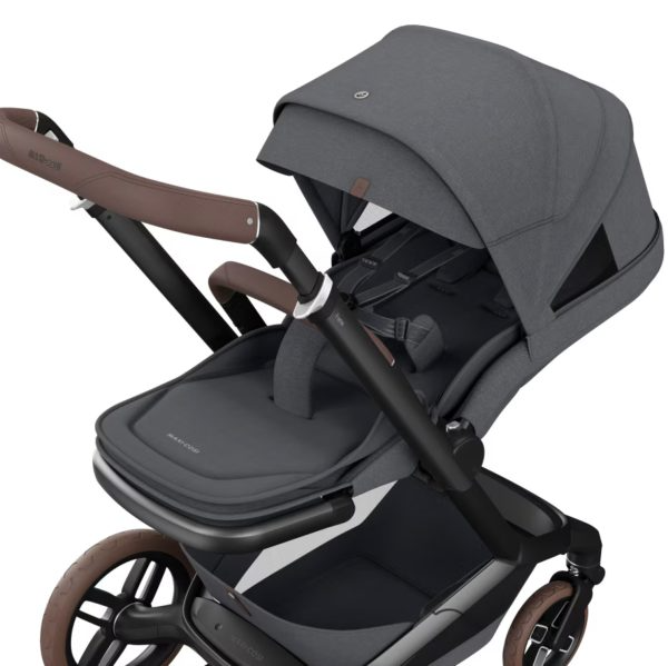Maxi-Cosi Fame Stroller with Bassinet, Close2Me Adjustable Bassinet, LumiRide System, SlideTech Travel System, ClimaFlow Seat, 0-4 Years, Twillic Black