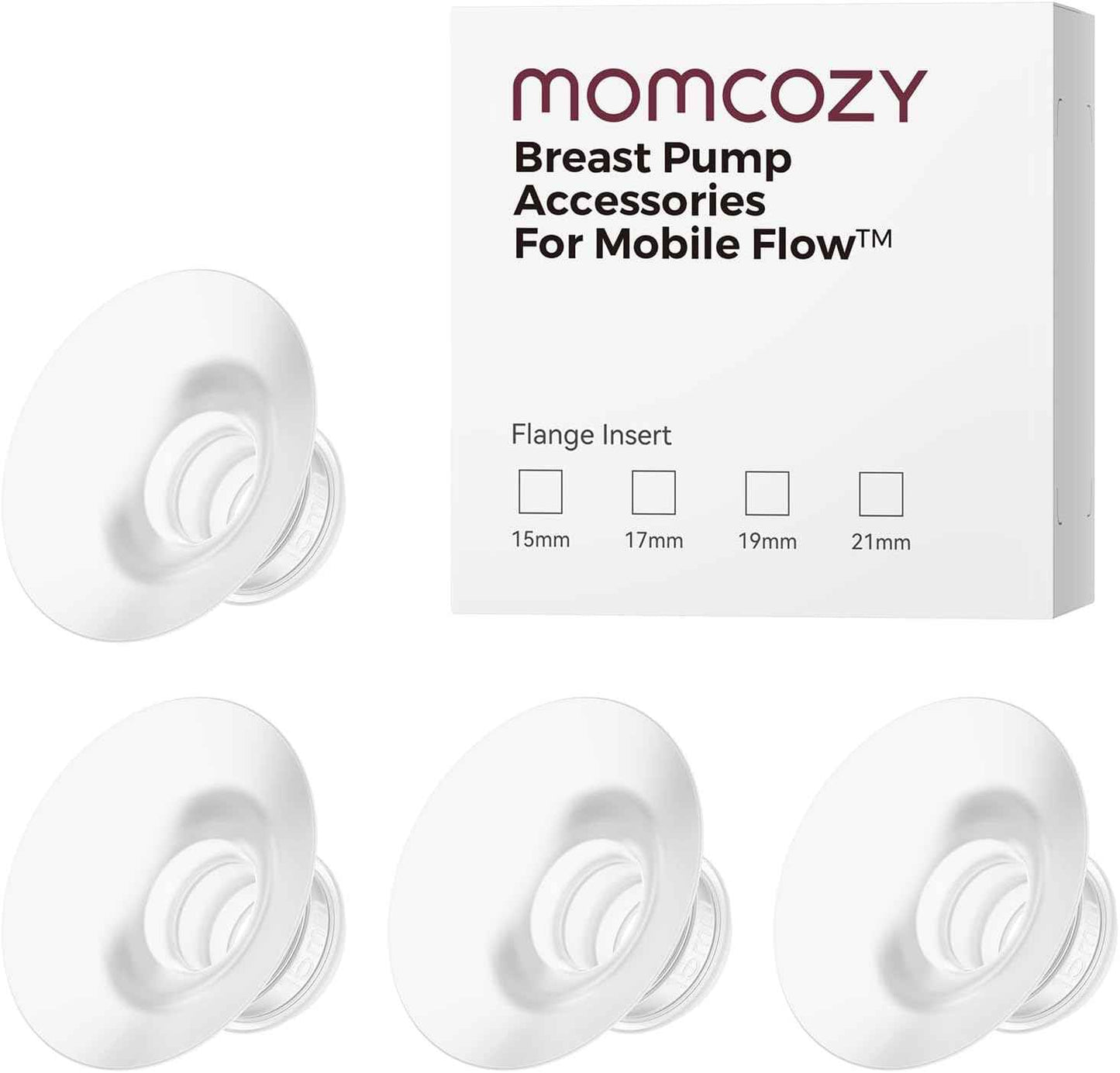 Momcozy Flange Insert for Mobile Flow M9 – 4PCS BPA-Free Silicone Replacement Inserts for Comfortable &amp; Efficient Pumping