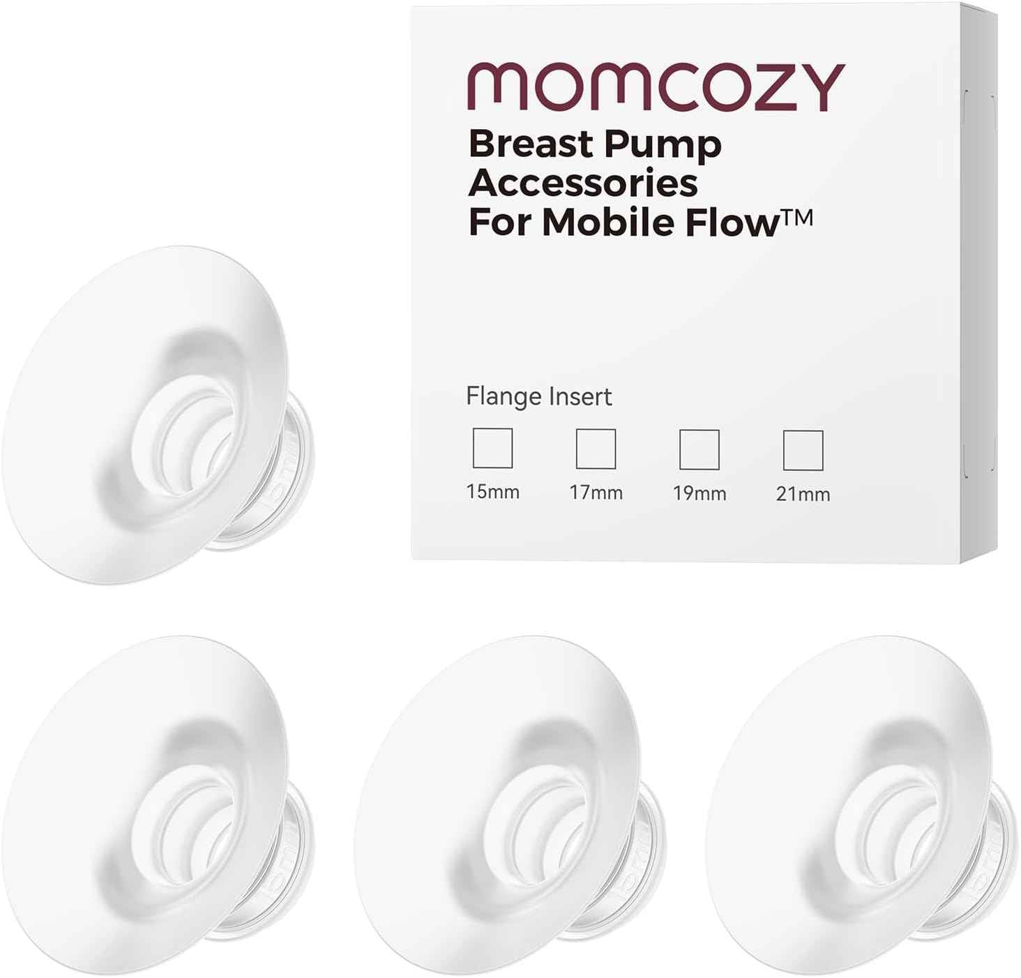 Momcozy Flange Insert for Mobile Flow M9 – 4PCS BPA-Free Silicone Replacement Inserts for Comfortable &amp; Efficient Pumping