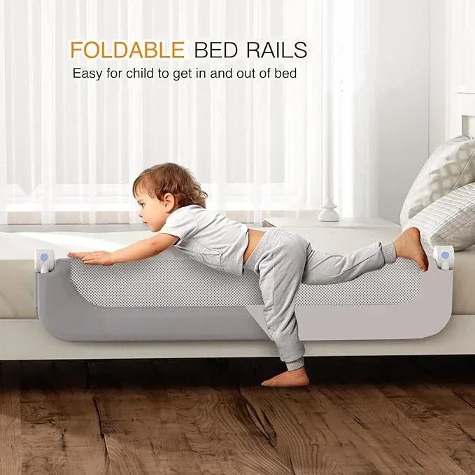 Foldable Toddler Bed Rail Guard with Adjustable Height | Baby Safety Bed Fence for Twin, Full, Queen & King Beds - Adenzo Comfies