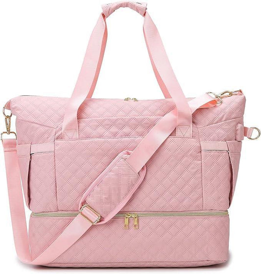 Foldie Travel Bag Expandable Weekender Bags for Women, Large Carry On Bag with USB Port, Overnight Bag with Shoes Compartment - Adenzo Comfies