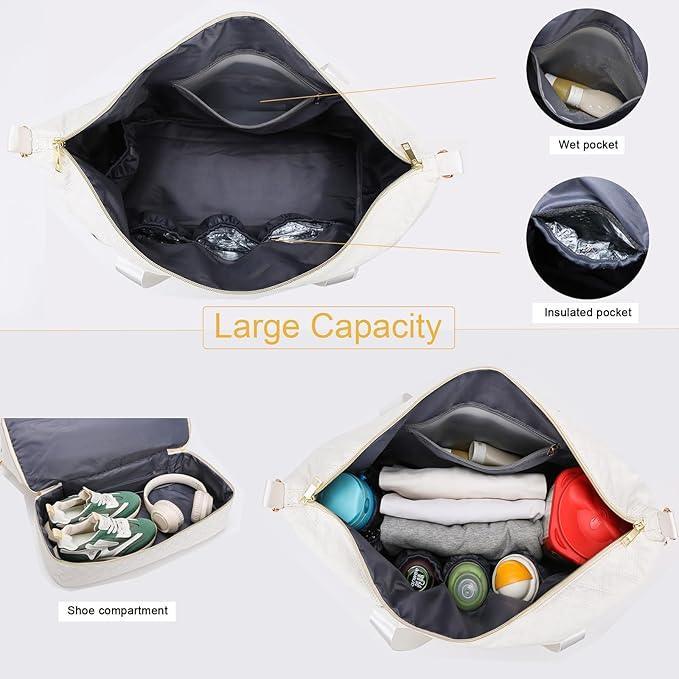 Foldie Travel Bag Expandable Weekender Bags for Women, Large Carry On Bag with USB Port, Overnight Bag with Shoes Compartment - Adenzo Comfies