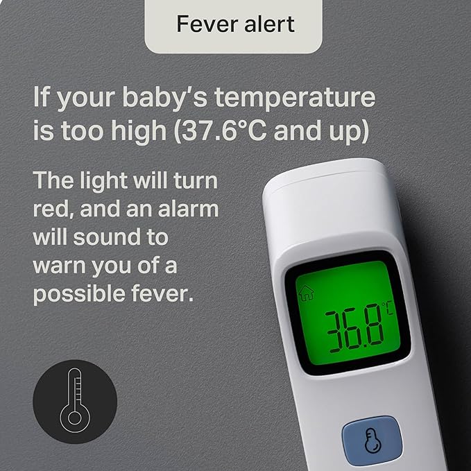 Tommee Tippee No Touch Forehead Thermometer  Fast Infrared Baby Thermometer, 1‑Second Reading, Fever Alert, LCD Display