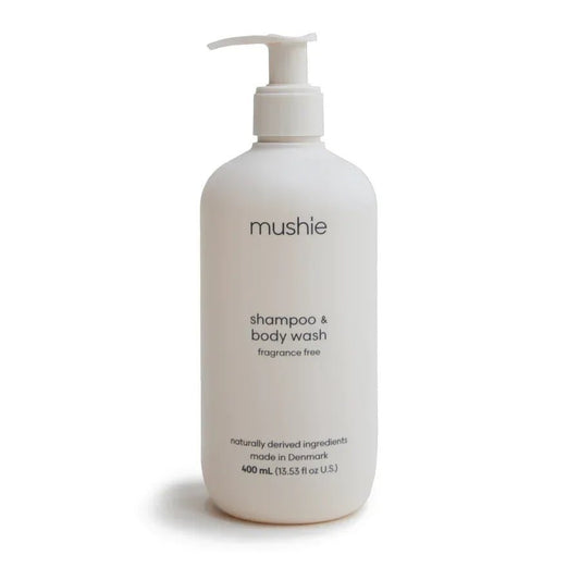 Mushie Baby Shampoo & Shower Gel – Hair & Body Care – COSMOS Organic – Made in Denmark – 400 mL - Adenzo Comfies