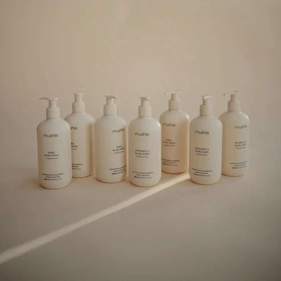 Mushie Baby Shampoo & Shower Gel – Hair & Body Care – COSMOS Organic – Made in Denmark – 400 mL - Adenzo Comfies