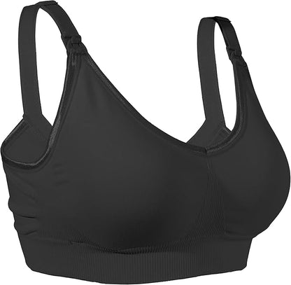 OKUS Full Cup Maternity & Nursing Bra - Non Wired Removable Breathable Pads - Wireless Clip Down Breastfeeding Bra - Adjustable Shoulder Straps Bra - Easy One Hand Opening Buckles