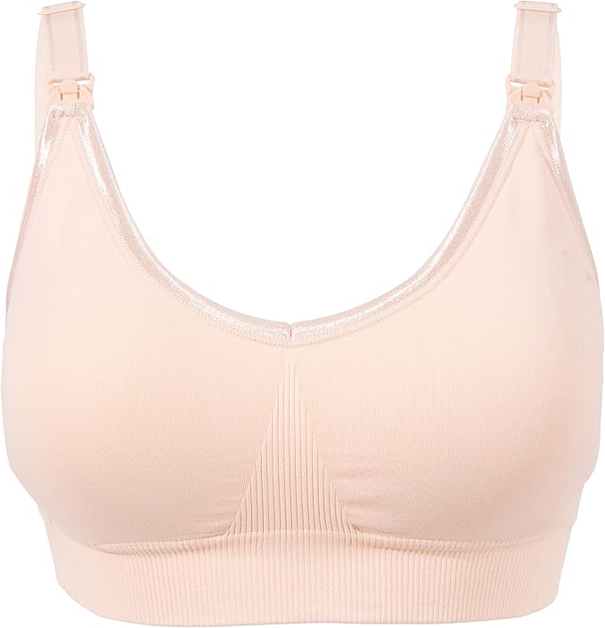 OKUS Full Cup Maternity & Nursing Bra - Non Wired Removable Breathable Pads - Wireless Clip Down Breastfeeding Bra - Adjustable Shoulder Straps Bra - Easy One Hand Opening Buckles