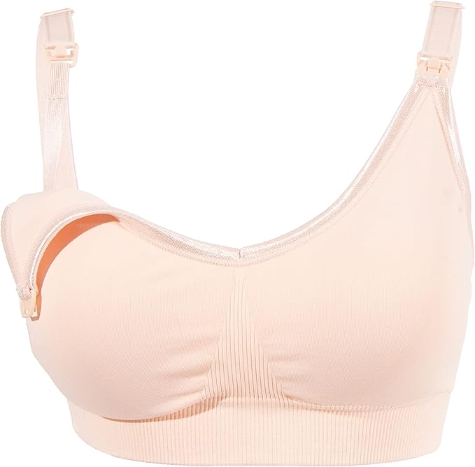 OKUS Full Cup Maternity & Nursing Bra - Non Wired Removable Breathable Pads - Wireless Clip Down Breastfeeding Bra - Adjustable Shoulder Straps Bra - Easy One Hand Opening Buckles