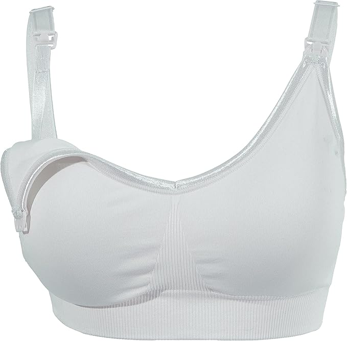 OKUS Full Cup Maternity & Nursing Bra - Non Wired Removable Breathable Pads - Wireless Clip Down Breastfeeding Bra - Adjustable Shoulder Straps Bra - Easy One Hand Opening Buckles