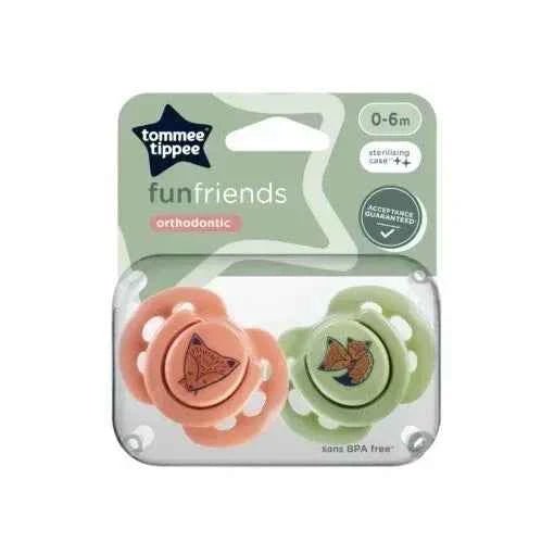 Tommee Tippee Fun Soothers, 0–6m, 2 Pack, Colorful Design, Lightweight, Easy to Clean - Adenzo Comfies