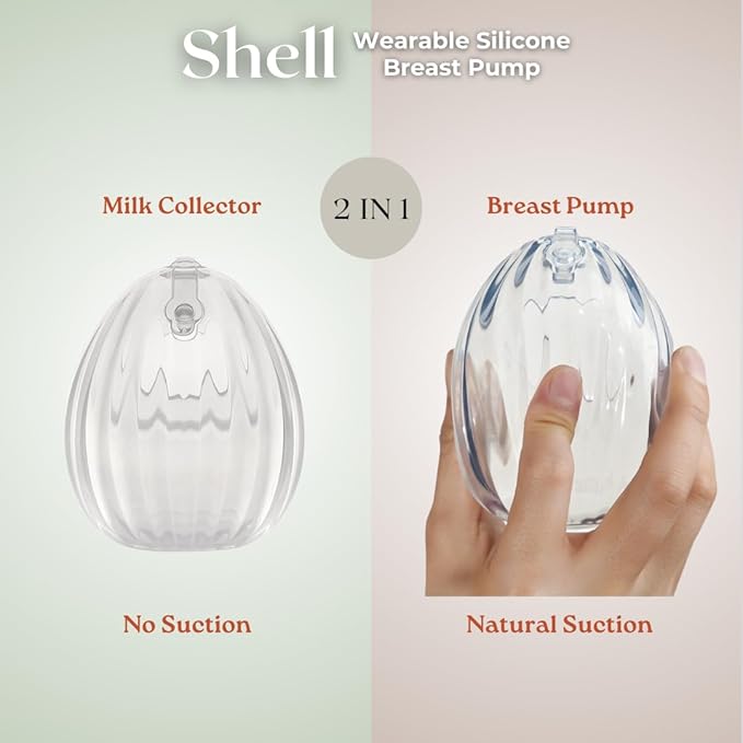 HAAKAA Shell Wearable Hands-Free Manual Breast Pump/Milk Collector – Medical-Grade Silicone – Compact, Portable & Discreet – Leak-Proof Valve 2.5 oz 1PK