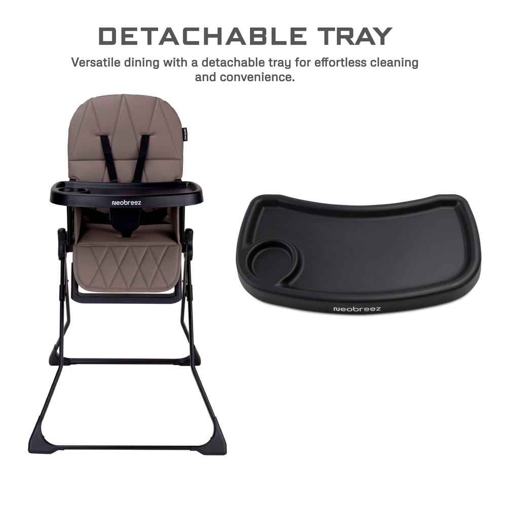 Neobreez CRIS Ultra Compact Lightweight Foldable Baby High Chair | Quick and Easy Fold| Removable and Adjustable Foot Tray| 5-point Safety Harness | Toddler Feeding Chair Portable For Travel(5kg). - Adenzo Comfies