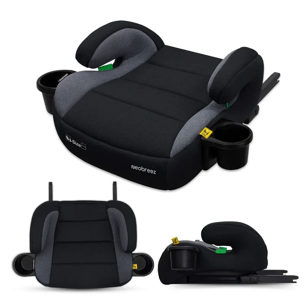 Neobreez i - SANFARO i - Size ISOFIX Backless Booster Car Seat,Double Padded Foam,Compact,Kids Car Seat,2 Cup Holder,ECER129(6 - 12yrs,125 - 150cm,22 - 36kg) - Adenzo Comfies