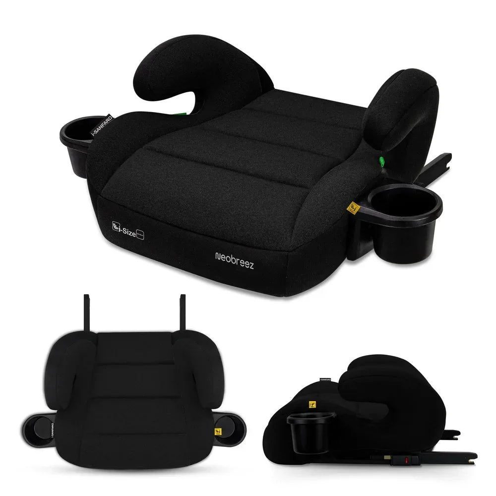Neobreez i - SANFARO i - Size ISOFIX Backless Booster Car Seat,Double Padded Foam,Compact,Kids Car Seat,2 Cup Holder,ECER129(6 - 12yrs,125 - 150cm,22 - 36kg) - Adenzo Comfies