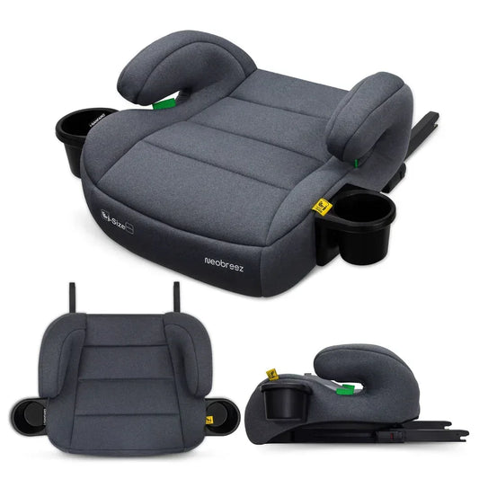 Neobreez i - SANFARO i - Size ISOFIX Backless Booster Car Seat,Double Padded Foam,Compact,Kids Car Seat,2 Cup Holder,ECER129(6 - 12yrs,125 - 150cm,22 - 36kg) - Adenzo Comfies
