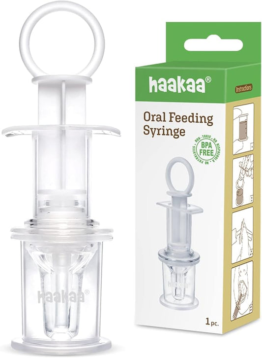 Haakaa Baby Oral Feeding Syringe – Infant Medicine Dispenser, Liquid Nutritional Supplement Applicator, Easy‑Use Silicone Pacifier‑Style Syringe for Newborns and Toddlers