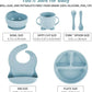 BPA Free Baby Led Weaning Supplies Set Suction Baby Plate Bowl Set Silicone Baby Set with Bib Spoon Fork Sippy Cup - Adenzo Comfies