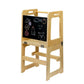 Adjustable Wooden Helper Tower with Chalkboard Kitchen Step Stool for Toddlers and Kids - Adenzo Comfies