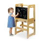 Adjustable Wooden Helper Tower with Chalkboard Kitchen Step Stool for Toddlers and Kids - Adenzo Comfies