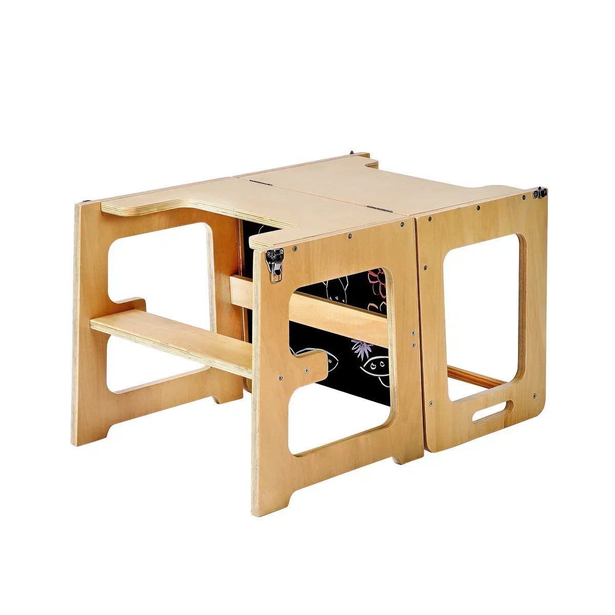 Adjustable Wooden Helper Tower with Chalkboard Kitchen Step Stool for Toddlers and Kids - Adenzo Comfies