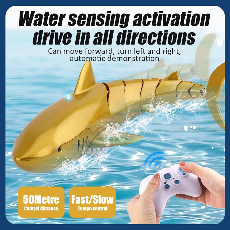 Outamateur Remote Control Shark with 2PCS 700mAh Rechargable Battery, 2.4G RC Shark Fish Boat Toy, Mini Radio Electronic Shark, Fish Boat Toy Simulation Toy for Kids - Adenzo Comfies
