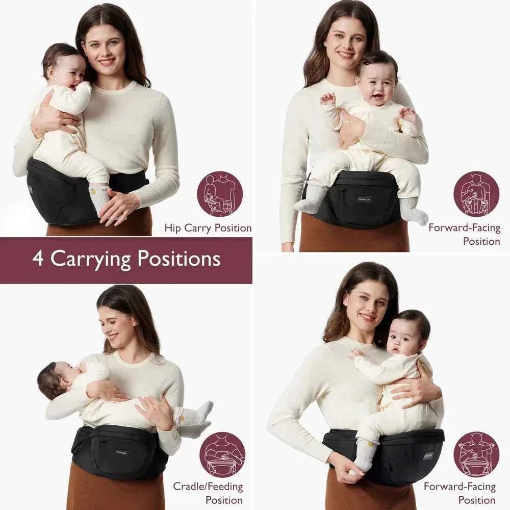 Momcozy Hip Seat Baby Carrier - Adjustable Waistband with Original 3D Belly Protector - Adenzo Comfies