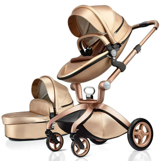 Hot Mom F22 2 - in - 1 Stroller, Modular Systems, Adjustable Seat Height, Luxury High Landscape Pram for Children (Black2in1) - Adenzo Comfies