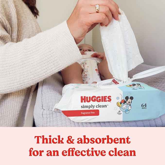 Huggies Simply Clean Baby Wipes – Unscented, 64 Count Flip‑Top Pack