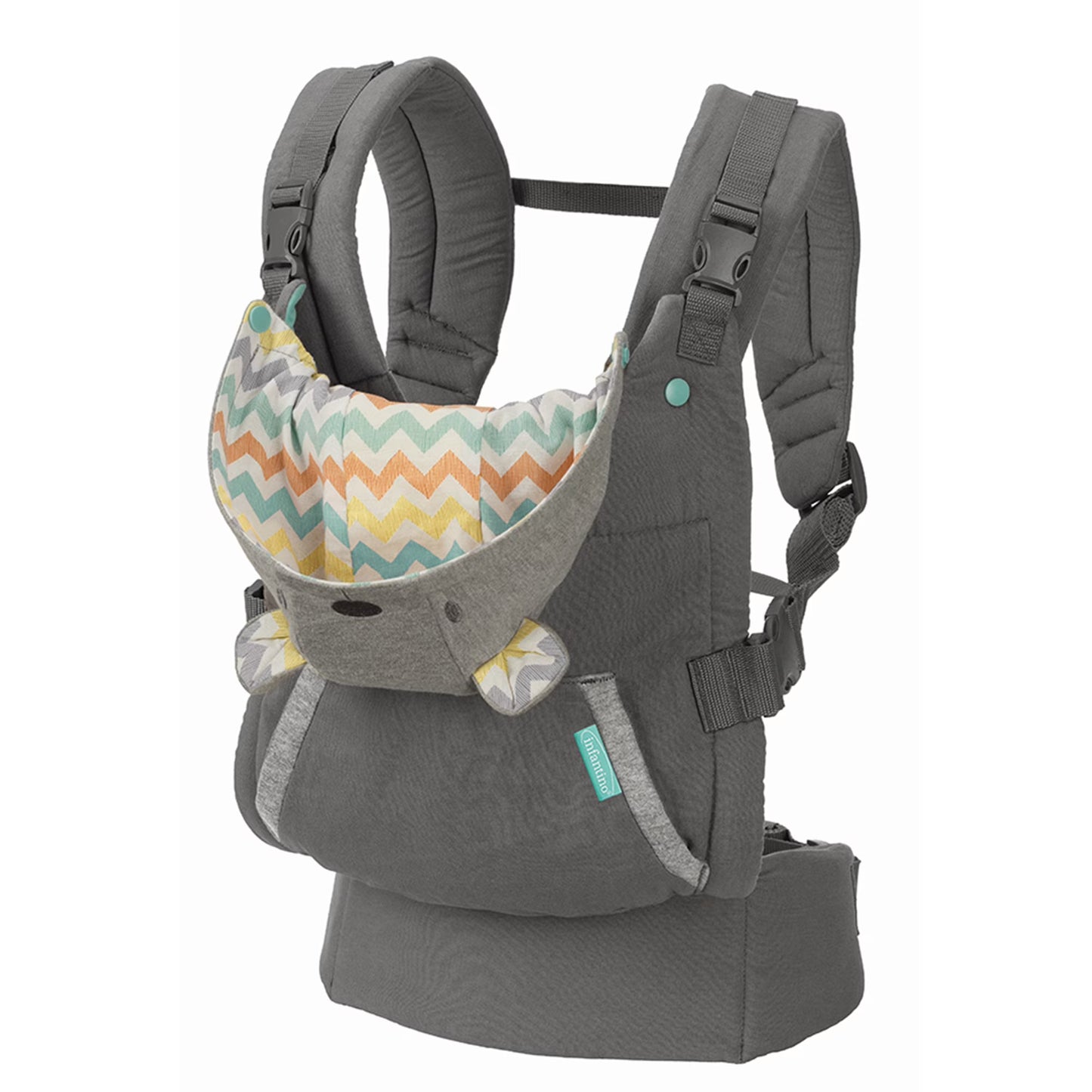 Infantino Cuddle Up Ergonomic Baby Carrier with Teddy Bear Hood | 2-Way Infant & Toddler Front and Back Carry Carrier (5.4–18.1 kg)