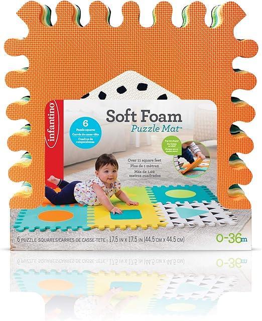 Infantino Soft EVA Foam Puzzle Mat — Baby Play Floor Tiles, Suitable from Birth, Cushioned Tummy Time & Play Area, Easy - to - Clean Surface - Adenzo Comfies