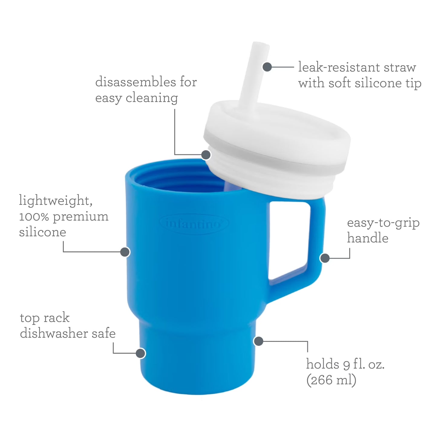 Infantino My 1st Tumbler – Moody Blue & Lilac, Baby Spill‑Proof Training Cup, 6M+, BPA‑Free